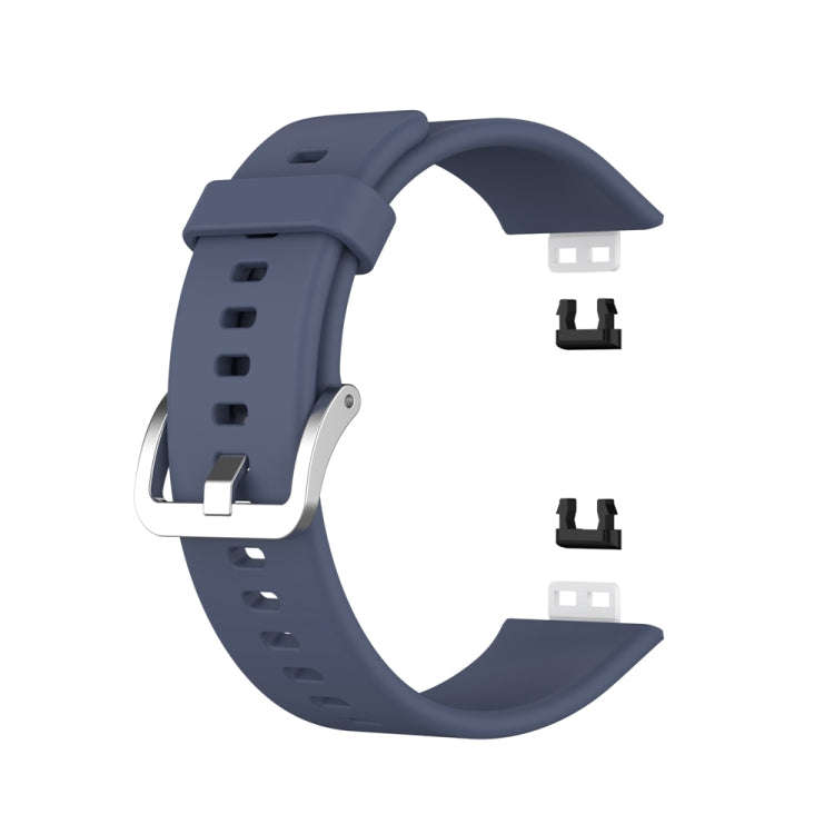 For Huawei Watch Fit Special Edition Silicone Silver Steel Buckle Watch Band(Blue Grey)