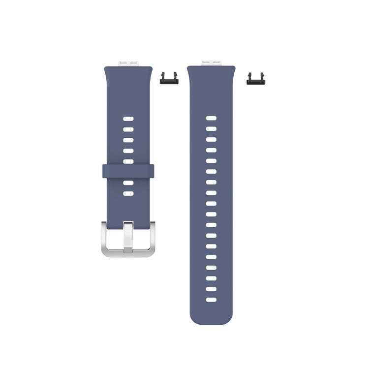 For Huawei Watch Fit Special Edition Silicone Silver Steel Buckle Watch Band(Blue Grey)