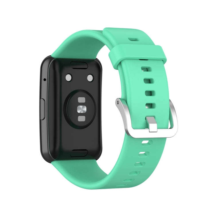 For Huawei Watch Fit Special Edition Silicone Silver Steel Buckle Watch Band(Blue Green)