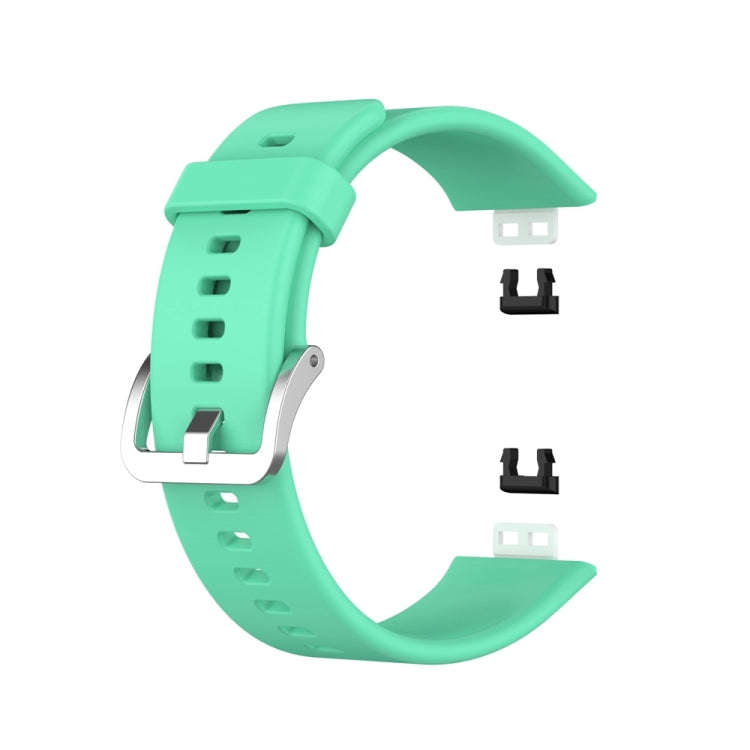 For Huawei Watch Fit Special Edition Silicone Silver Steel Buckle Watch Band(Blue Green)