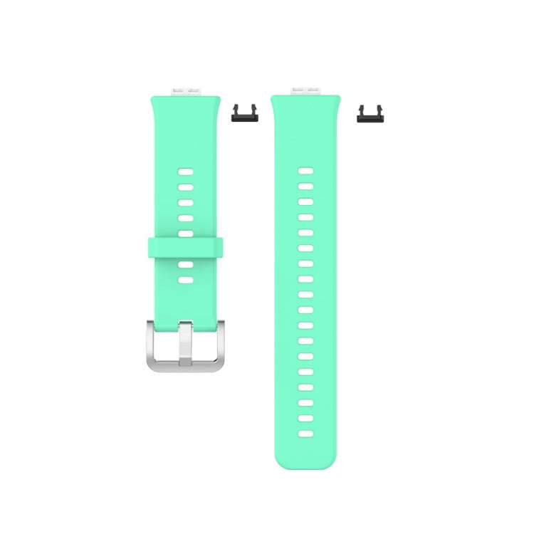 For Huawei Watch Fit Special Edition Silicone Silver Steel Buckle Watch Band(Blue Green)