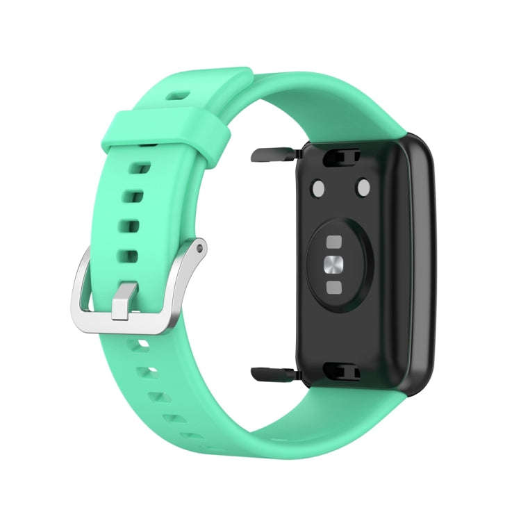 For Huawei Watch Fit Special Edition Silicone Silver Steel Buckle Watch Band(Blue Green)