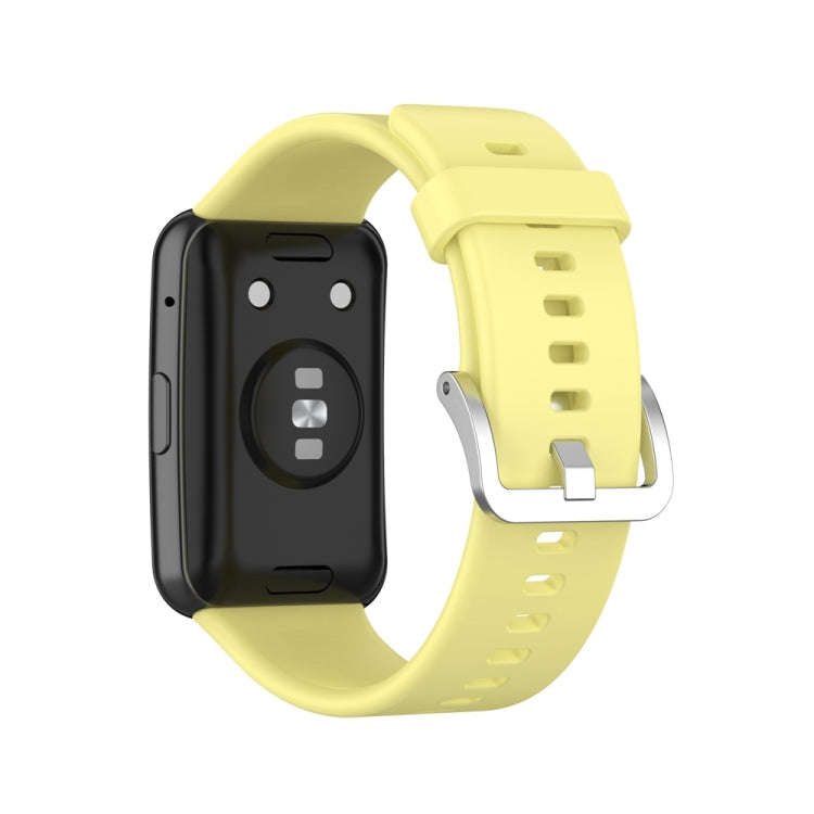 For Huawei Watch Fit Special Edition Silicone Silver Steel Buckle Watch Band(Yellow)