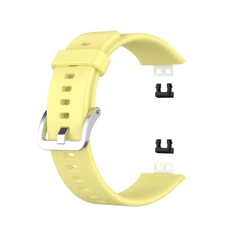 For Huawei Watch Fit Special Edition Silicone Silver Steel Buckle Watch Band(Yellow)