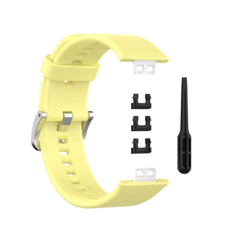 For Huawei Watch Fit Special Edition Silicone Silver Steel Buckle Watch Band(Yellow)