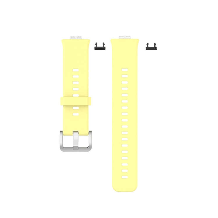 For Huawei Watch Fit Special Edition Silicone Silver Steel Buckle Watch Band(Yellow)