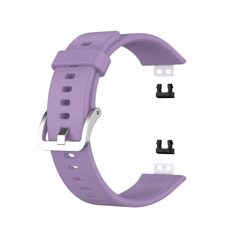 For Huawei Watch Fit Special Edition Silicone Silver Steel Buckle Watch Band(Light Purple)
