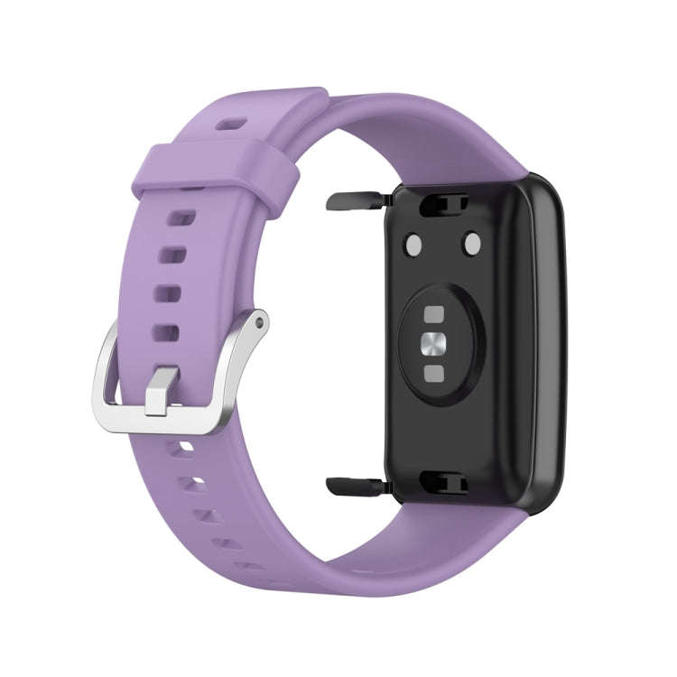 For Huawei Watch Fit Special Edition Silicone Silver Steel Buckle Watch Band(Light Purple)