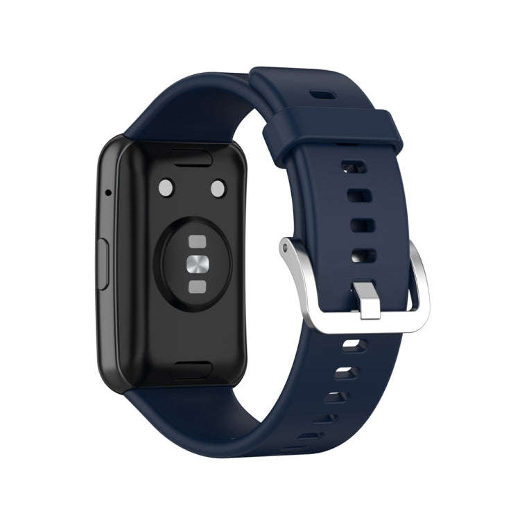For Huawei Watch Fit Special Edition Silicone Silver Steel Buckle Watch Band(Midnight Blue)
