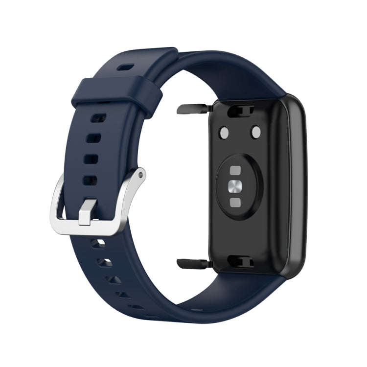 For Huawei Watch Fit Special Edition Silicone Silver Steel Buckle Watch Band(Midnight Blue)