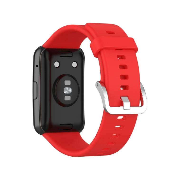 For Huawei Watch Fit Special Edition Silicone Silver Steel Buckle Watch Band(Red)