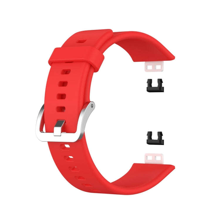 For Huawei Watch Fit Special Edition Silicone Silver Steel Buckle Watch Band(Red)