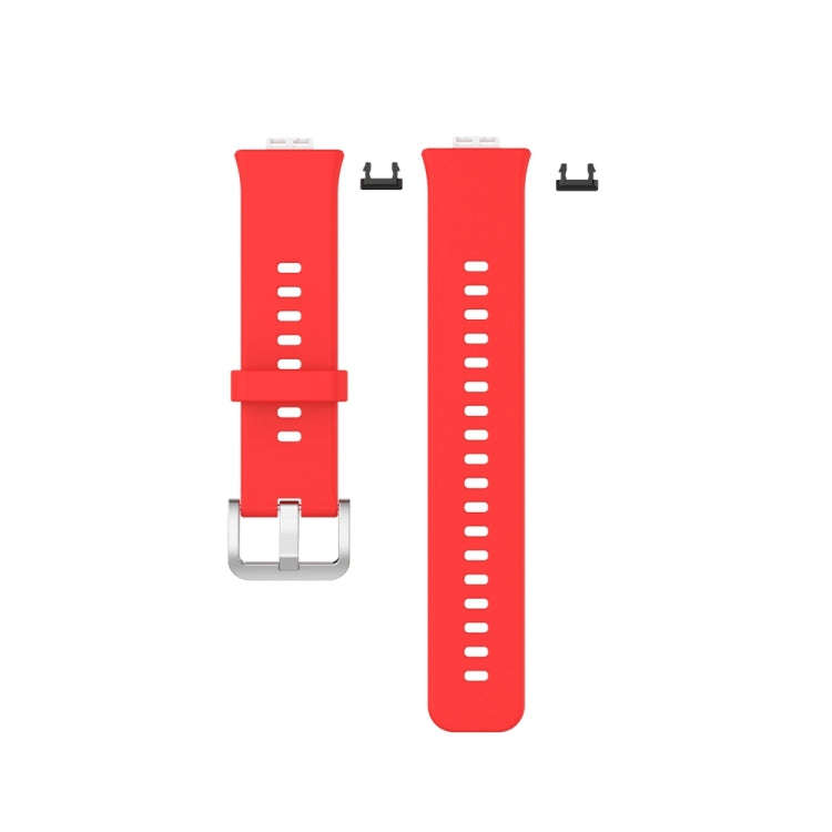 For Huawei Watch Fit Special Edition Silicone Silver Steel Buckle Watch Band(Red)