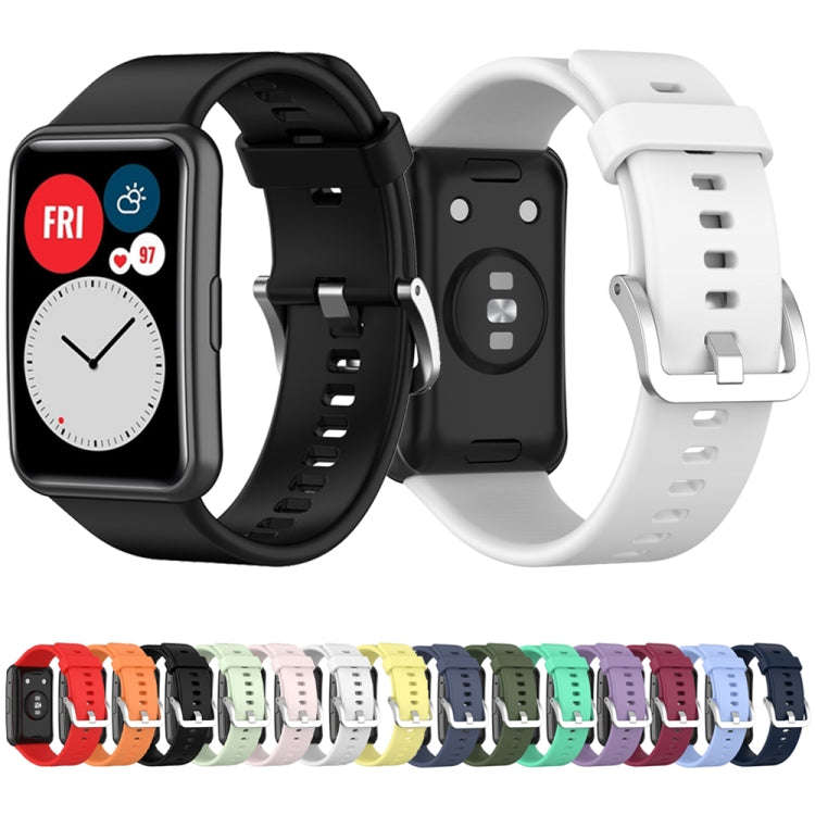 For Huawei Watch Fit Special Edition Silicone Silver Steel Buckle Watch Band(Pink)
