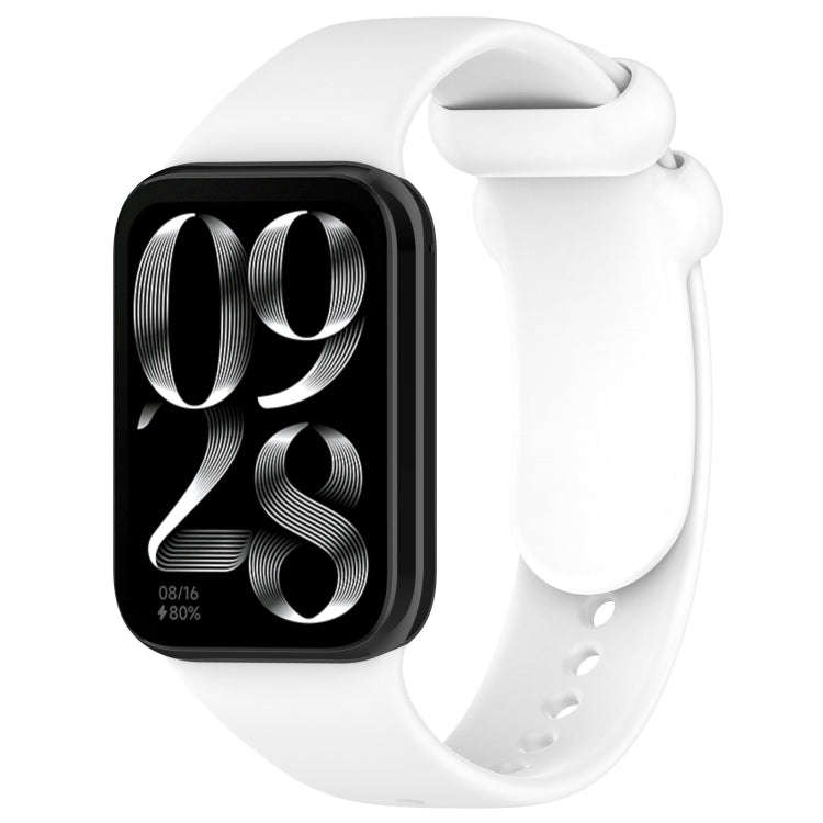 For Xiaomi Smart Band 9 Pro / 8 Pro Solid Color Black Buckle Silicone Watch Band(White)