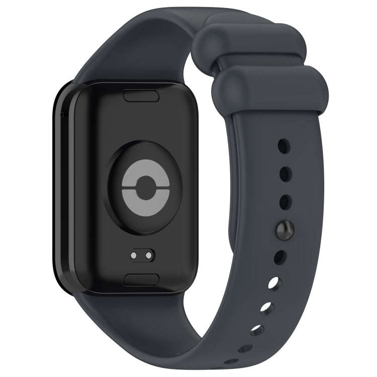 For Xiaomi Smart Band 9 Pro / 8 Pro Solid Color Black Buckle Silicone Watch Band(Dark Grey)