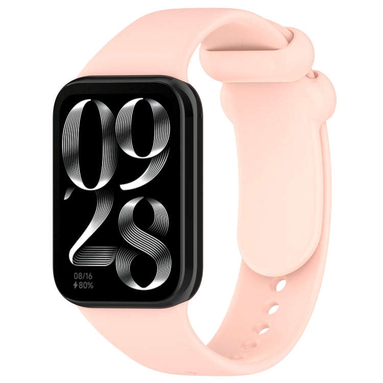 For Xiaomi Smart Band 9 Pro / 8 Pro Solid Color Black Buckle Silicone Watch Band(Light Pink)