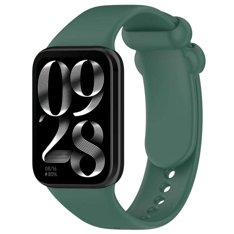 For Xiaomi Smart Band 9 Pro / 8 Pro Solid Color Black Buckle Silicone Watch Band(Dark Green)