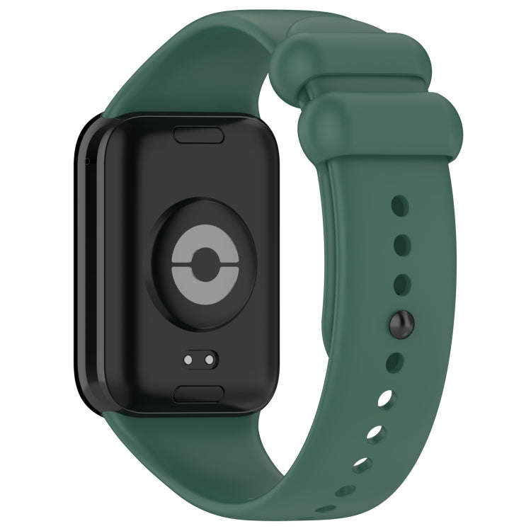 For Xiaomi Smart Band 9 Pro / 8 Pro Solid Color Black Buckle Silicone Watch Band(Dark Green)
