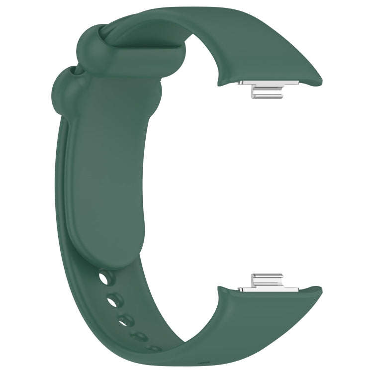For Xiaomi Smart Band 9 Pro / 8 Pro Solid Color Black Buckle Silicone Watch Band(Dark Green)