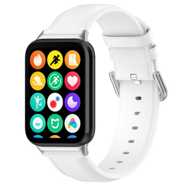 For Xiaomi Smart Band 9 Pro / 8 Pro Round Tail Genuine Leather Watch Band(White)