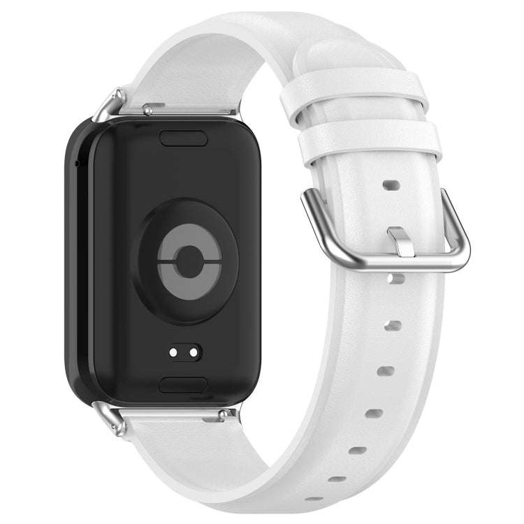 For Xiaomi Smart Band 9 Pro / 8 Pro Round Tail Genuine Leather Watch Band(White)