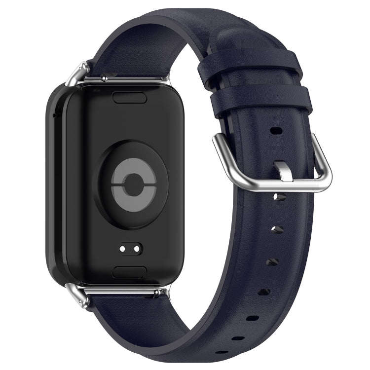 For Xiaomi Smart Band 9 Pro / 8 Pro Round Tail Genuine Leather Watch Band(Navy Blue)