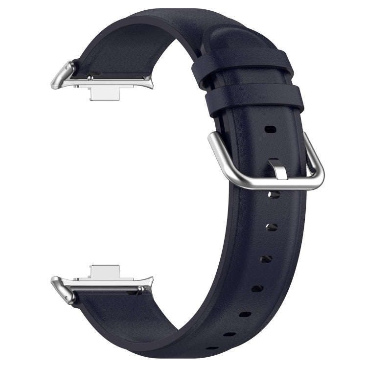 For Xiaomi Smart Band 9 Pro / 8 Pro Round Tail Genuine Leather Watch Band(Navy Blue)