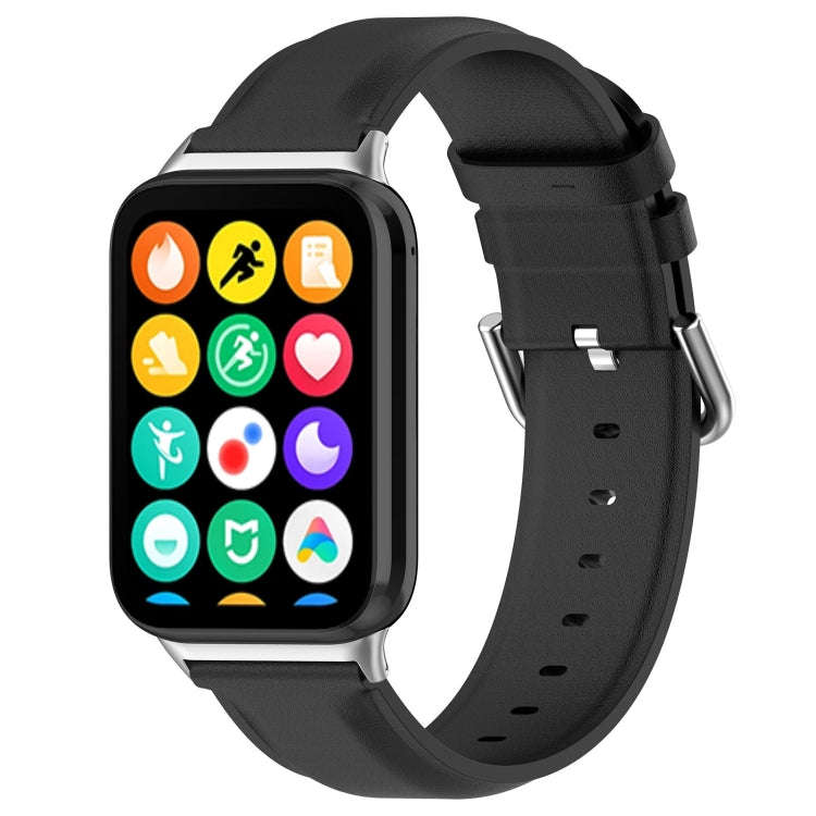 For Xiaomi Smart Band 9 Pro / 8 Pro Round Tail Genuine Leather Watch Band(Black)