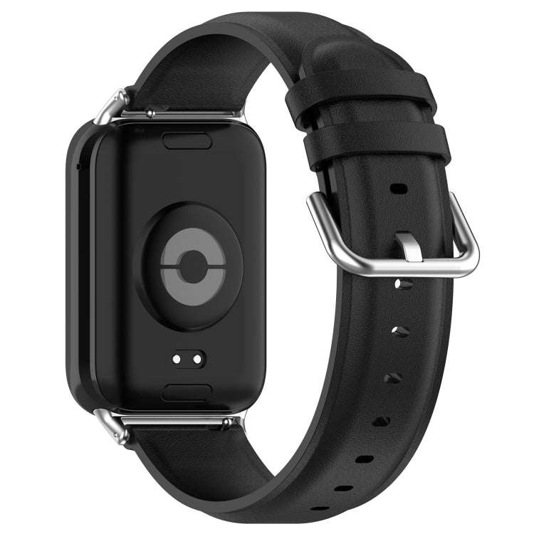 For Xiaomi Smart Band 9 Pro / 8 Pro Round Tail Genuine Leather Watch Band(Black)