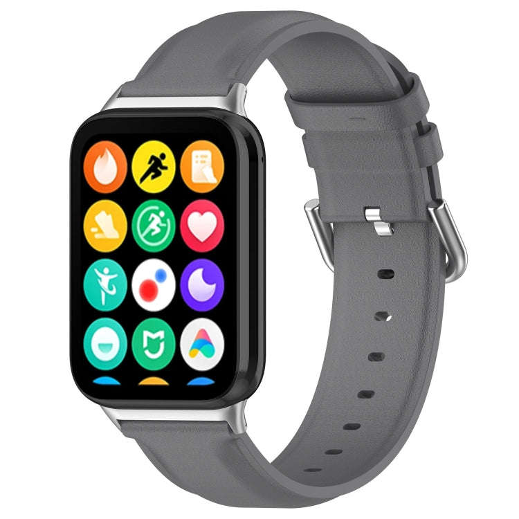For Xiaomi Smart Band 9 Pro / 8 Pro Round Tail Genuine Leather Watch Band(Grey)