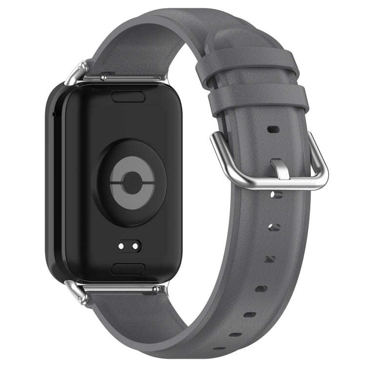 For Xiaomi Smart Band 9 Pro / 8 Pro Round Tail Genuine Leather Watch Band(Grey)