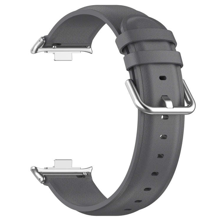 For Xiaomi Smart Band 9 Pro / 8 Pro Round Tail Genuine Leather Watch Band(Grey)
