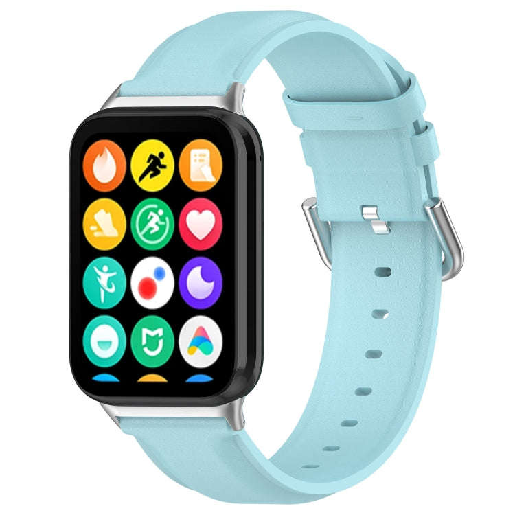 For Xiaomi Smart Band 9 Pro / 8 Pro Round Tail Genuine Leather Watch Band(Light Blue)
