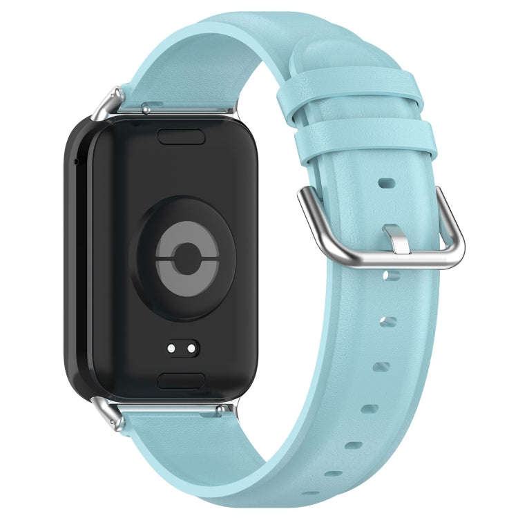 For Xiaomi Smart Band 9 Pro / 8 Pro Round Tail Genuine Leather Watch Band(Light Blue)