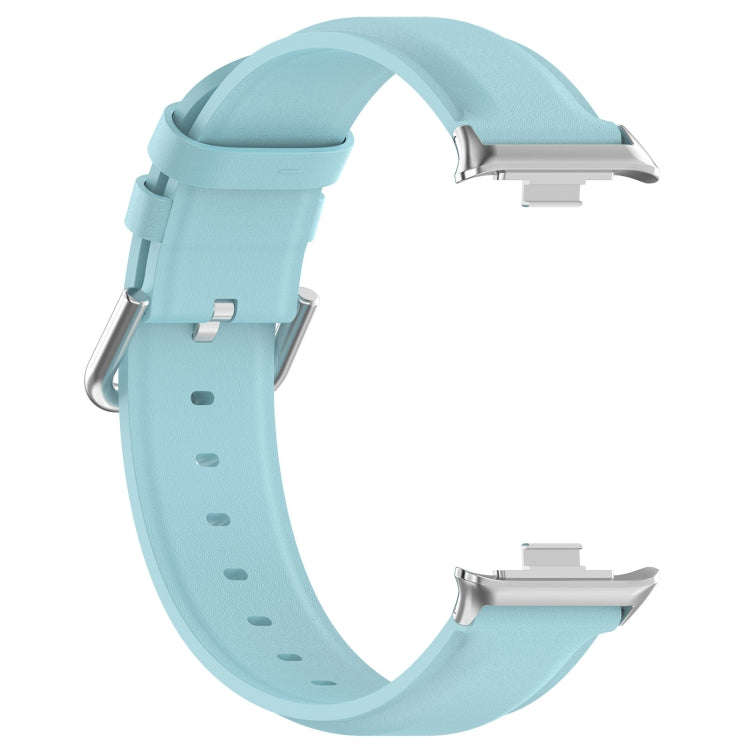 For Xiaomi Smart Band 9 Pro / 8 Pro Round Tail Genuine Leather Watch Band(Light Blue)