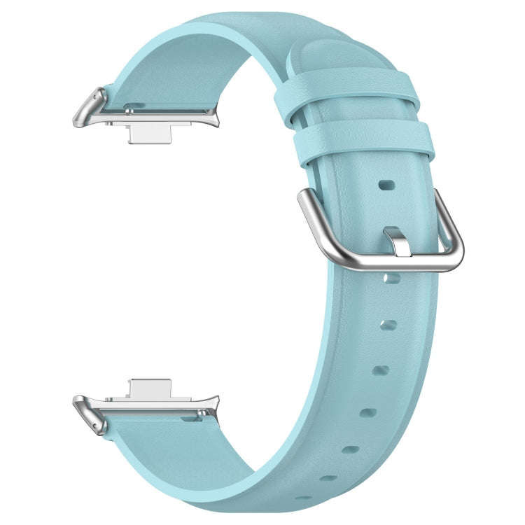 For Xiaomi Smart Band 9 Pro / 8 Pro Round Tail Genuine Leather Watch Band(Light Blue)