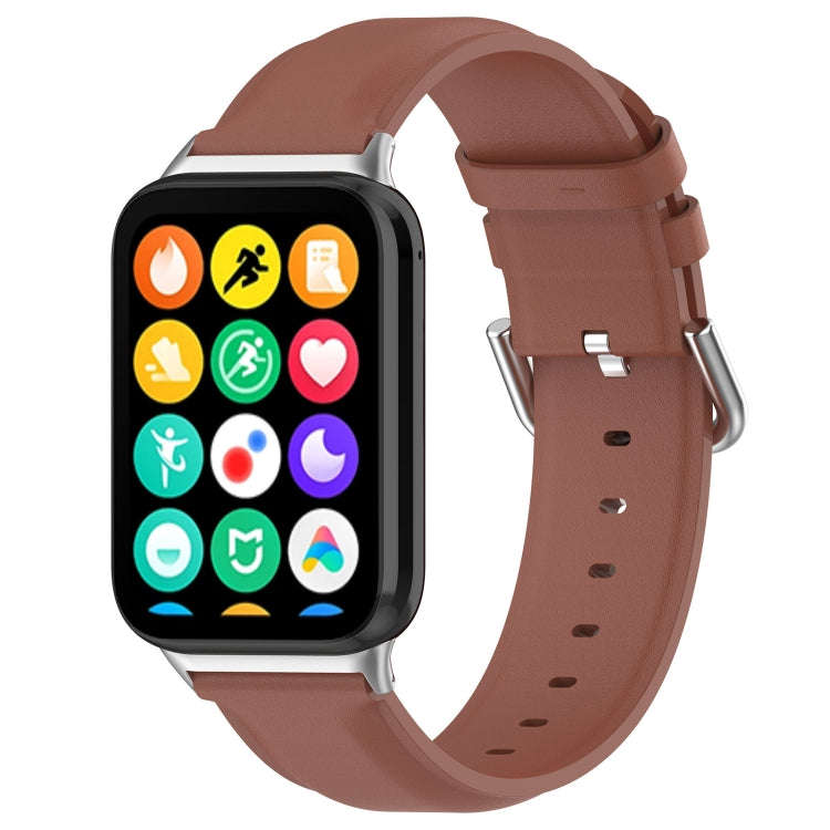 For Xiaomi Smart Band 9 Pro / 8 Pro Round Tail Genuine Leather Watch Band(Brown)