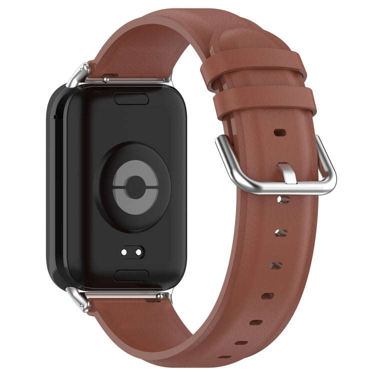For Xiaomi Smart Band 9 Pro / 8 Pro Round Tail Genuine Leather Watch Band(Brown)