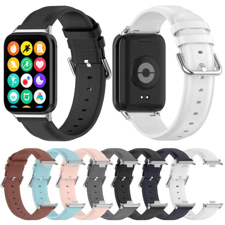 For Xiaomi Smart Band 9 Pro / 8 Pro Round Tail Genuine Leather Watch Band(Light Blue)