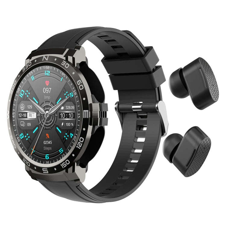M68 Plus 1.52 inch Round Screen 2 in 1 Bluetooth Earphone Smart Watch, 512MB Memory Support Healt...