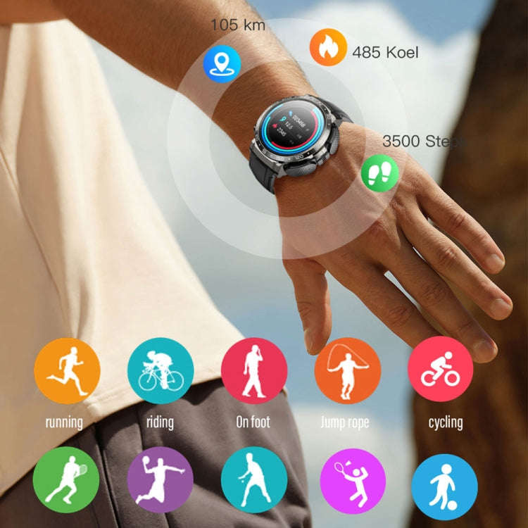 M68 Plus 1.52 inch Round Screen 2 in 1 Bluetooth Earphone Smart Watch, 512MB Memory Support Healt...