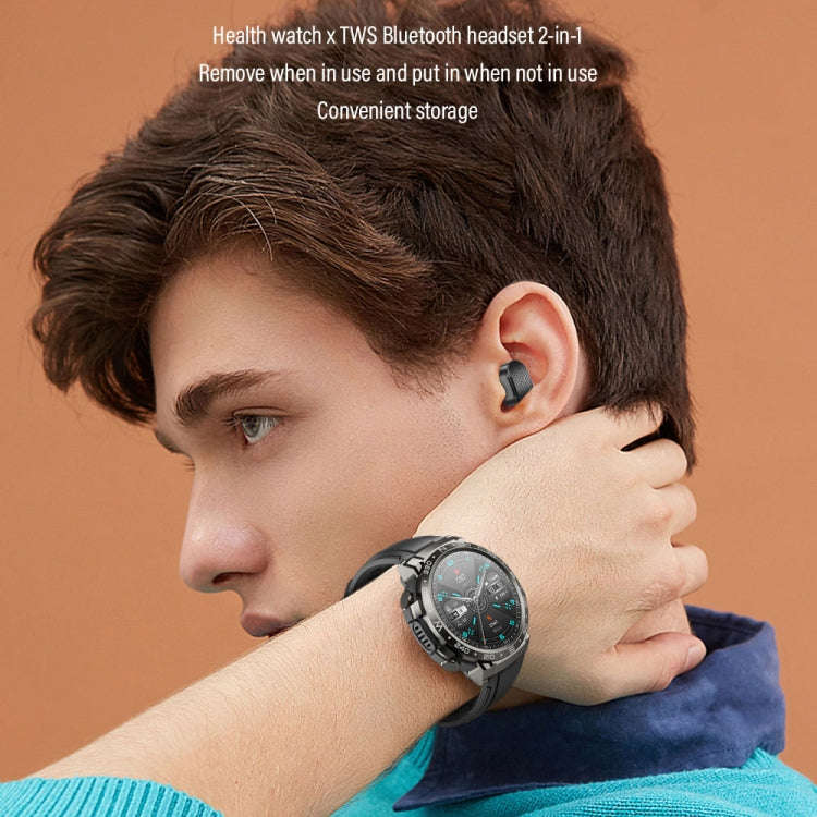 M68 Plus 1.52 inch Round Screen 2 in 1 Bluetooth Earphone Smart Watch, 512MB Memory Support Healt...