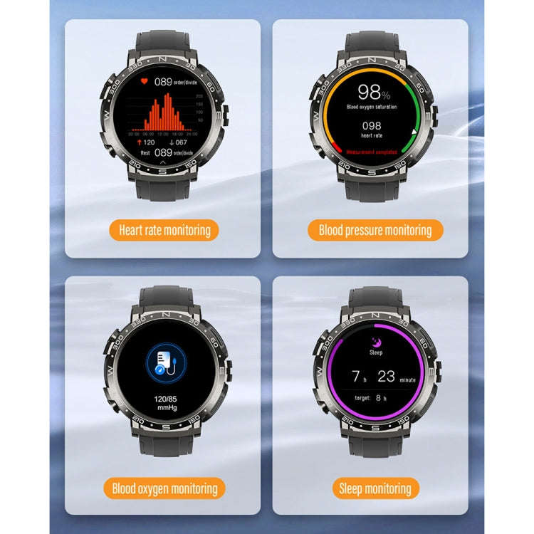M68 Plus 1.52 inch Round Screen 2 in 1 Bluetooth Earphone Smart Watch, 512MB Memory Support Healt...