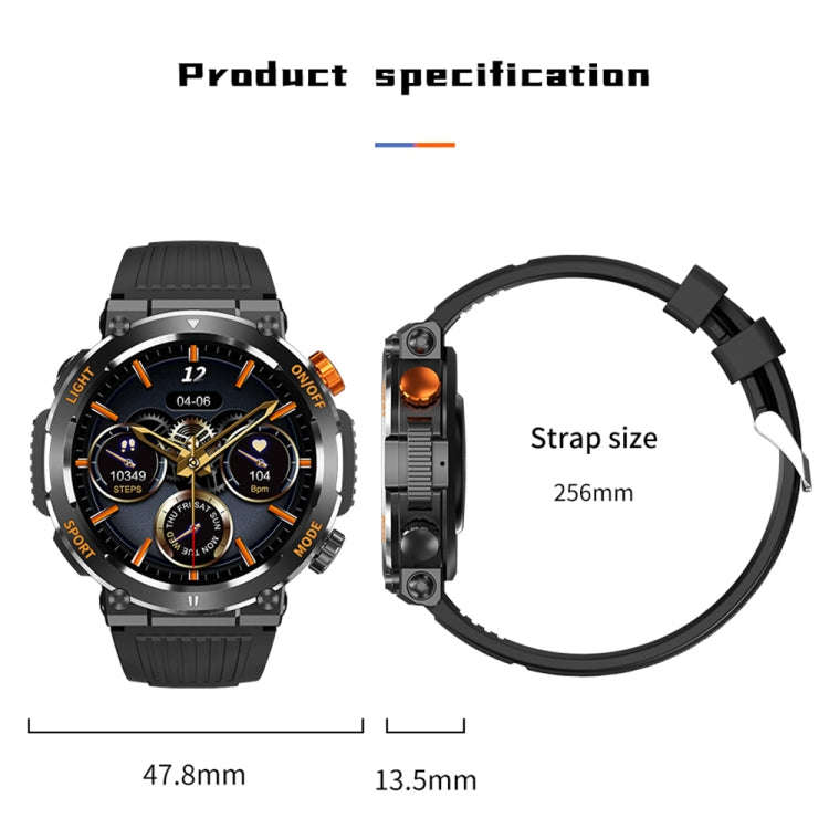 HT17 1.46 inch Round Screen Bluetooth Smart Watch, Support Health Monitoring & 100+ Sports Modes(...