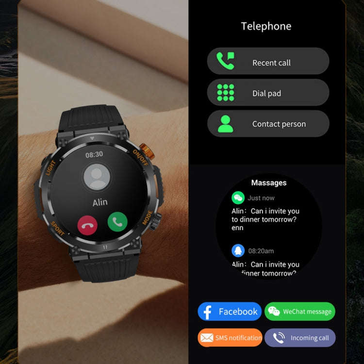 HT17 1.46 inch Round Screen Bluetooth Smart Watch, Support Health Monitoring & 100+ Sports Modes(...