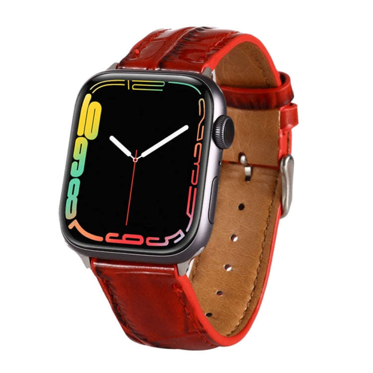 For Apple Watch Ultra 49mm / Series 8&7 45mm / SE 2&6&SE&5&4 44mm / 3&2&1 42mm Crocodile Texture ...