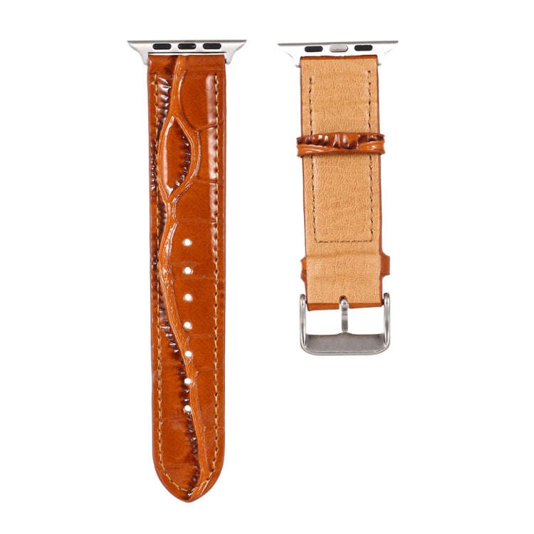 For Apple Watch Series 8&7 41mm / SE 2&6&SE&5&4 40mm / 3&2&1 38mm Crocodile Texture Leather Wrist...