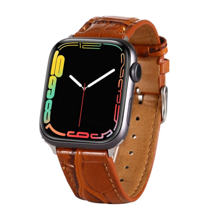For Apple Watch Series 8&7 41mm / SE 2&6&SE&5&4 40mm / 3&2&1 38mm Crocodile Texture Leather Wrist...