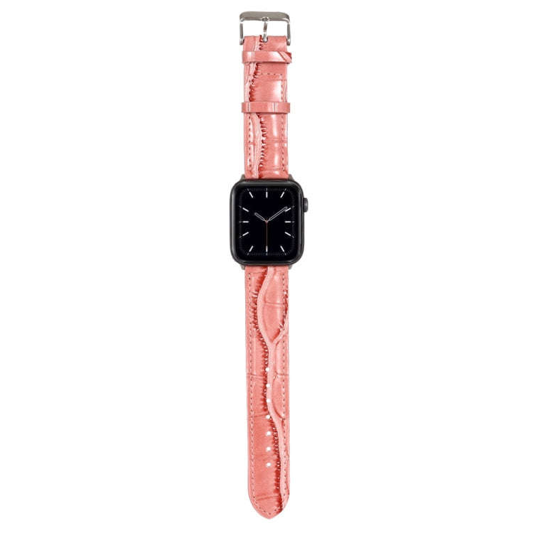 For Apple Watch Series 8&7 41mm / SE 2&6&SE&5&4 40mm / 3&2&1 38mm Crocodile Texture Leather Wrist...